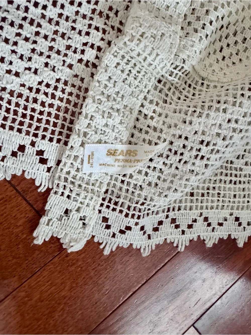 Vintage Sears Cream Crochet Lace Curtain Valance